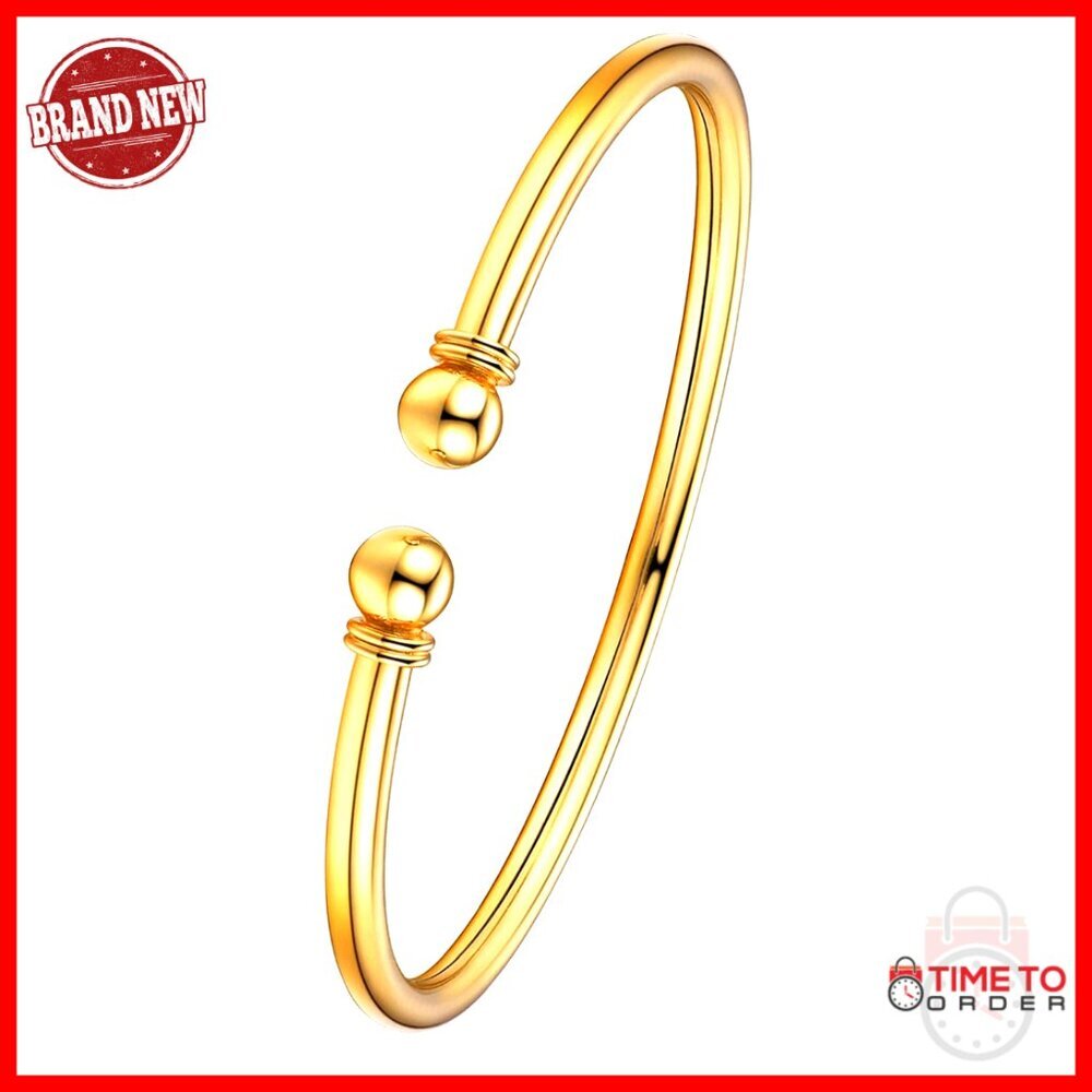 18K Gold Plated Sterling Silver Cuff Bracelet Open Bangle Unisex Fine Jewelry